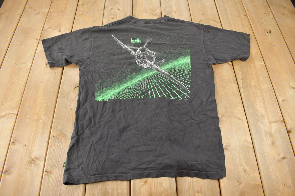 Vintage 1989 Blackbird P-51 Mustang Fighter Jet Graphic T-Shirt