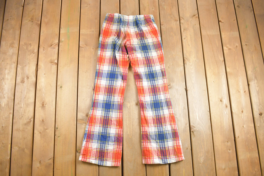 Vintage 1970s Flared Plaid Pants Size 28 x 30.5