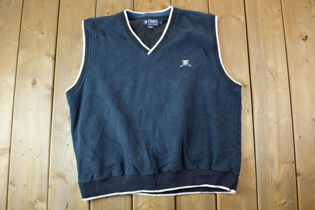 Vintage 1990s Chaps Golf Ralph Lauren V Neck Sweater Vest / 90s Crewneck / Made In USA / Streetwear / Embroidered