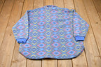 Vintage 1990s Half Button Up Aztec Print Fleece Sweater
