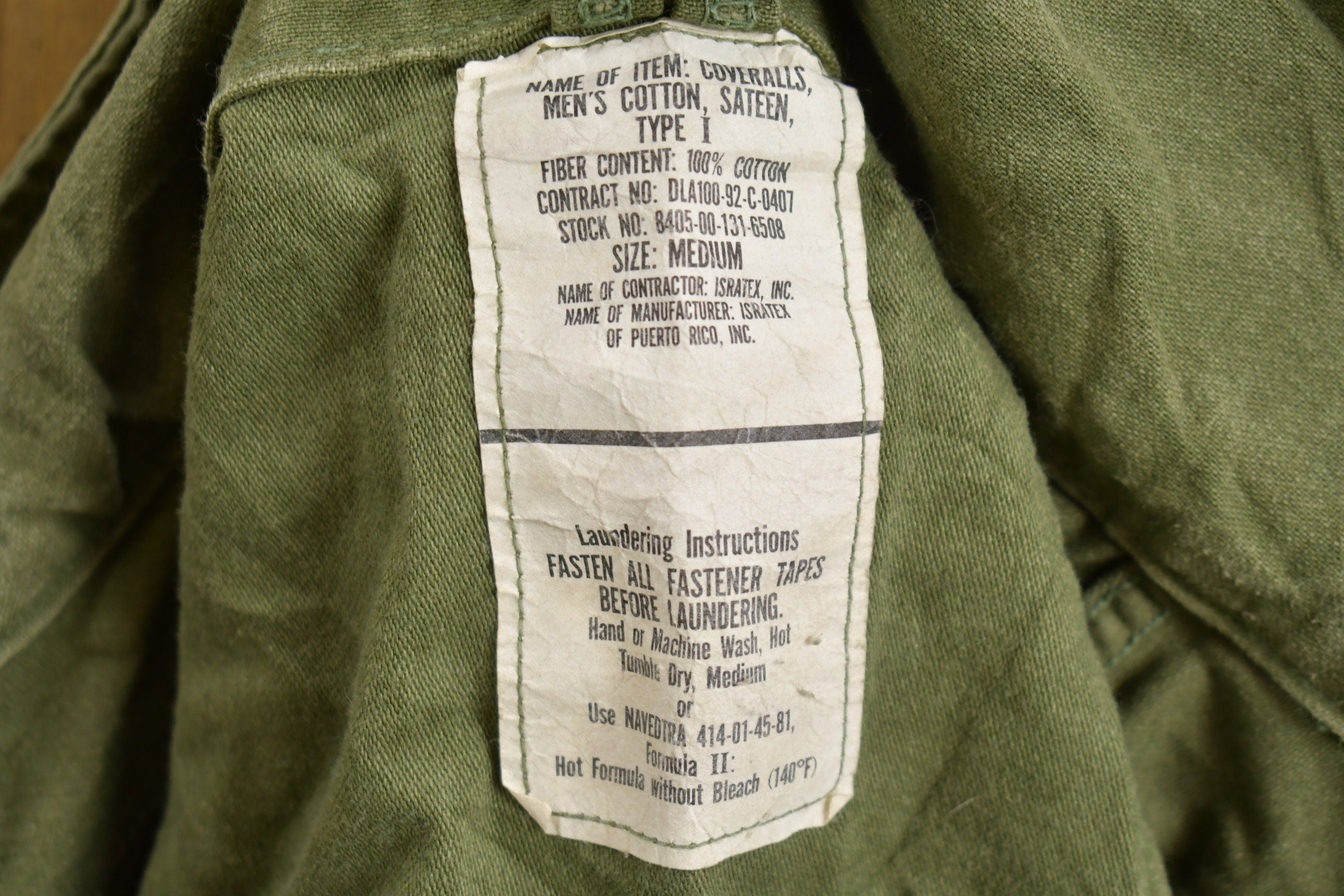 Vintage 1992 Military Type 1 Sateen Coveralls Jumpsuit Size Medium