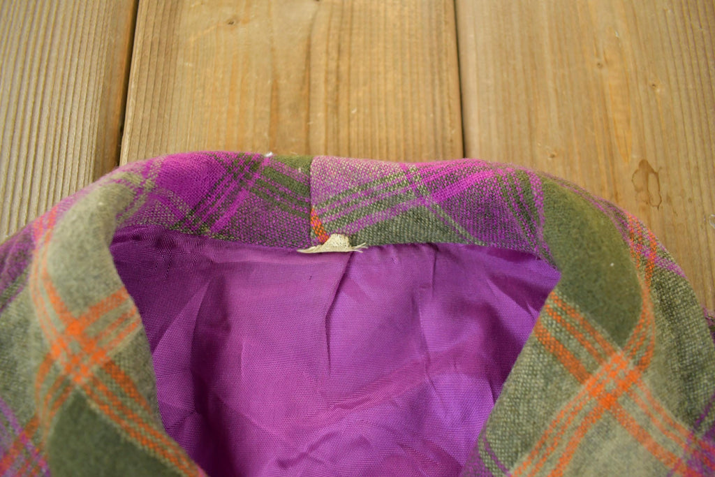 Vintage 1960s 1970s Wool Flannel Button Up Jacket Shirt Women's S-M
