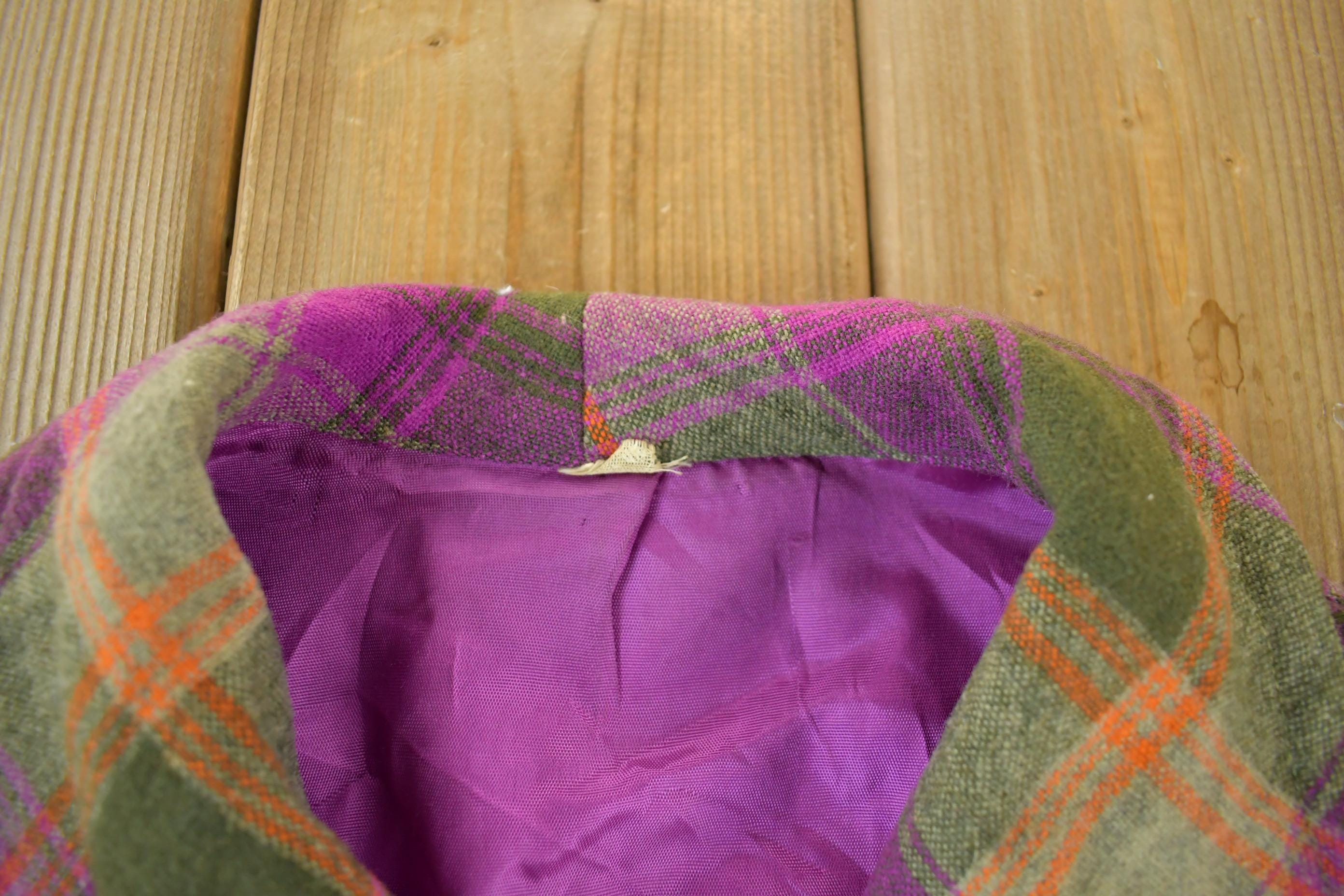 Vintage 1960s 1970s Wool Flannel Button Up Jacket Shirt Women's S-M