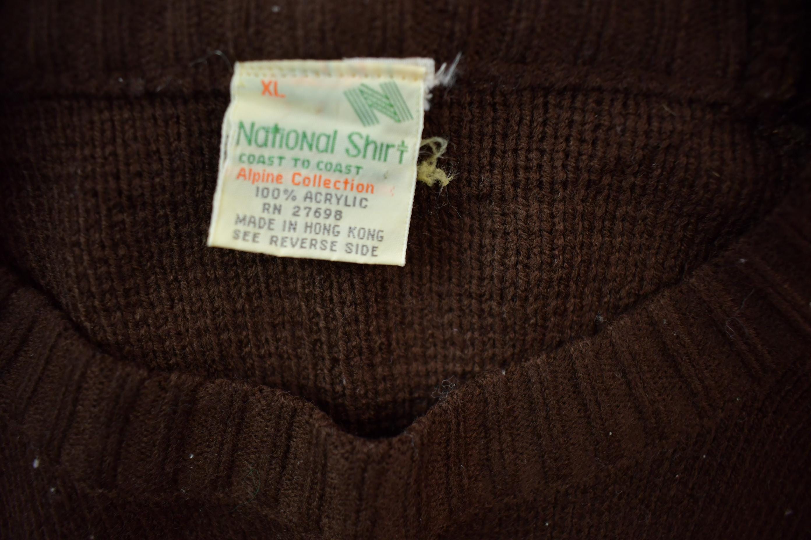 Vintage 1970s National Shirt Knit Crewneck Ski Style Sweater