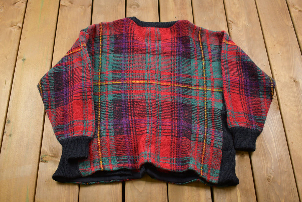 Vintage 1990s Franco Valeri Plaid Cardigan Sweater