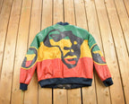 Vintage 1990s Michael Hoban Whermi Africa Themed Leather Jacket