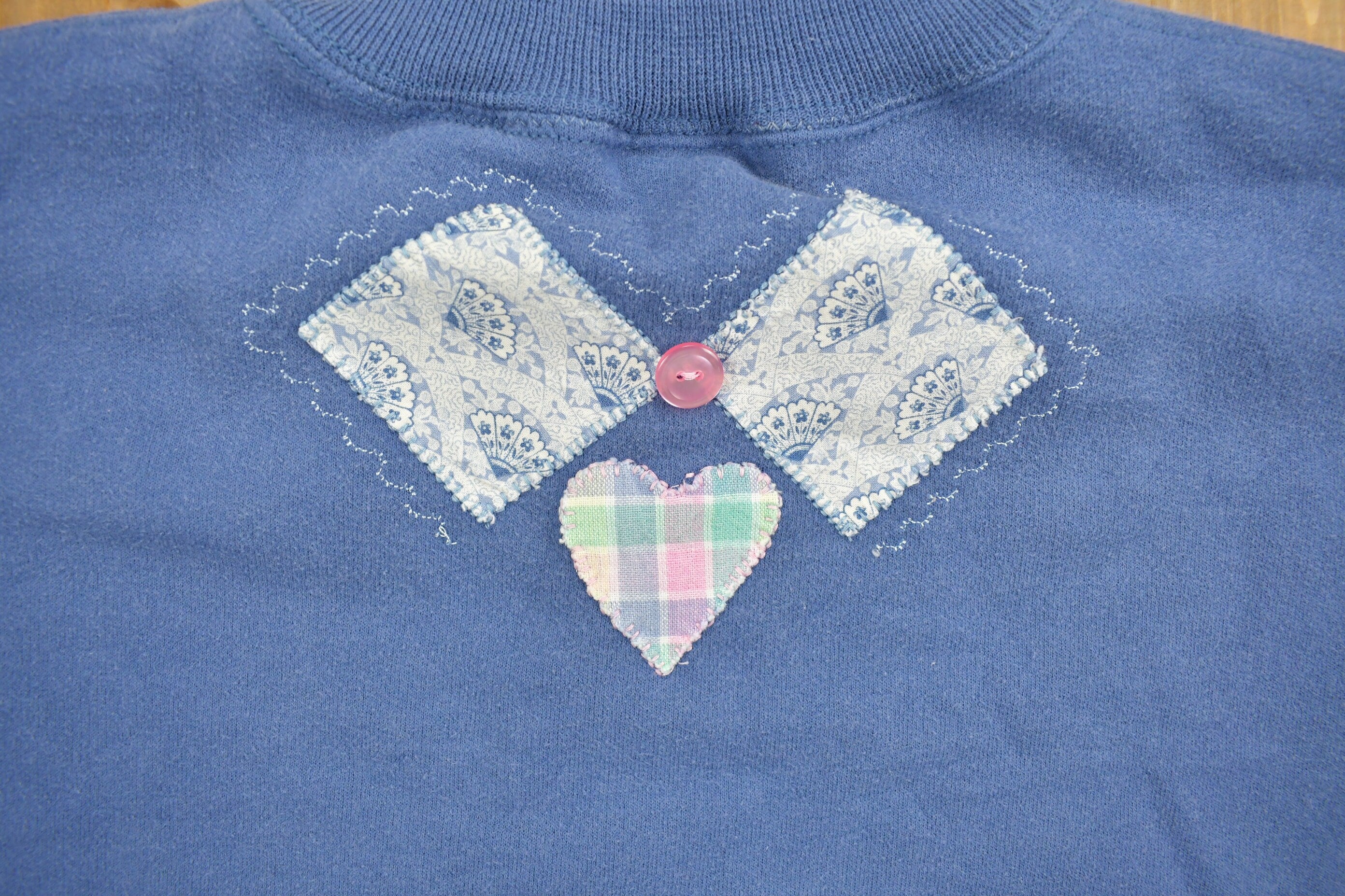 Vintage 1990s Heart Patchwork Cute Crewneck