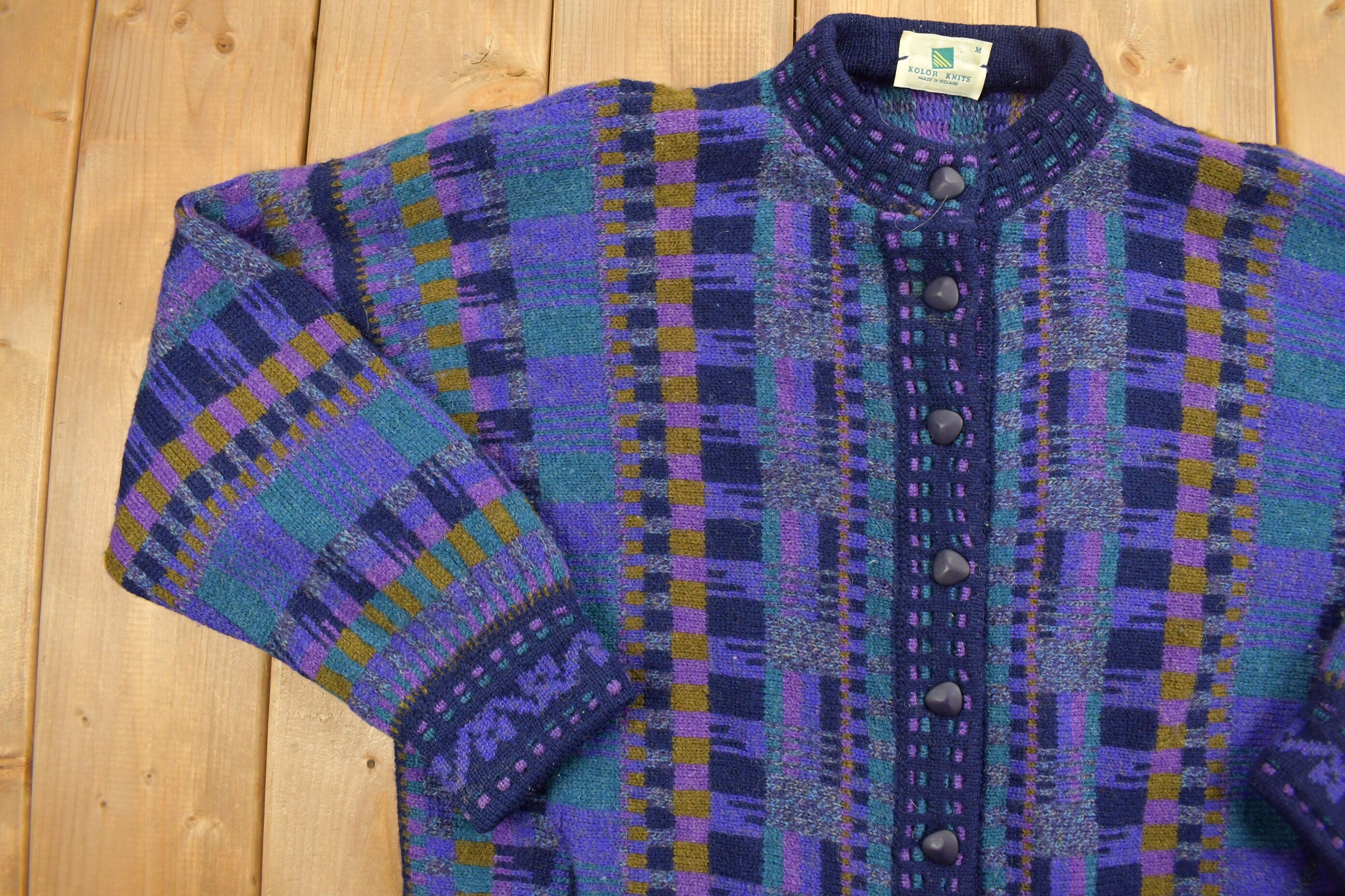 Vintage 1990s Kolor Knitted Cardigan Sweater