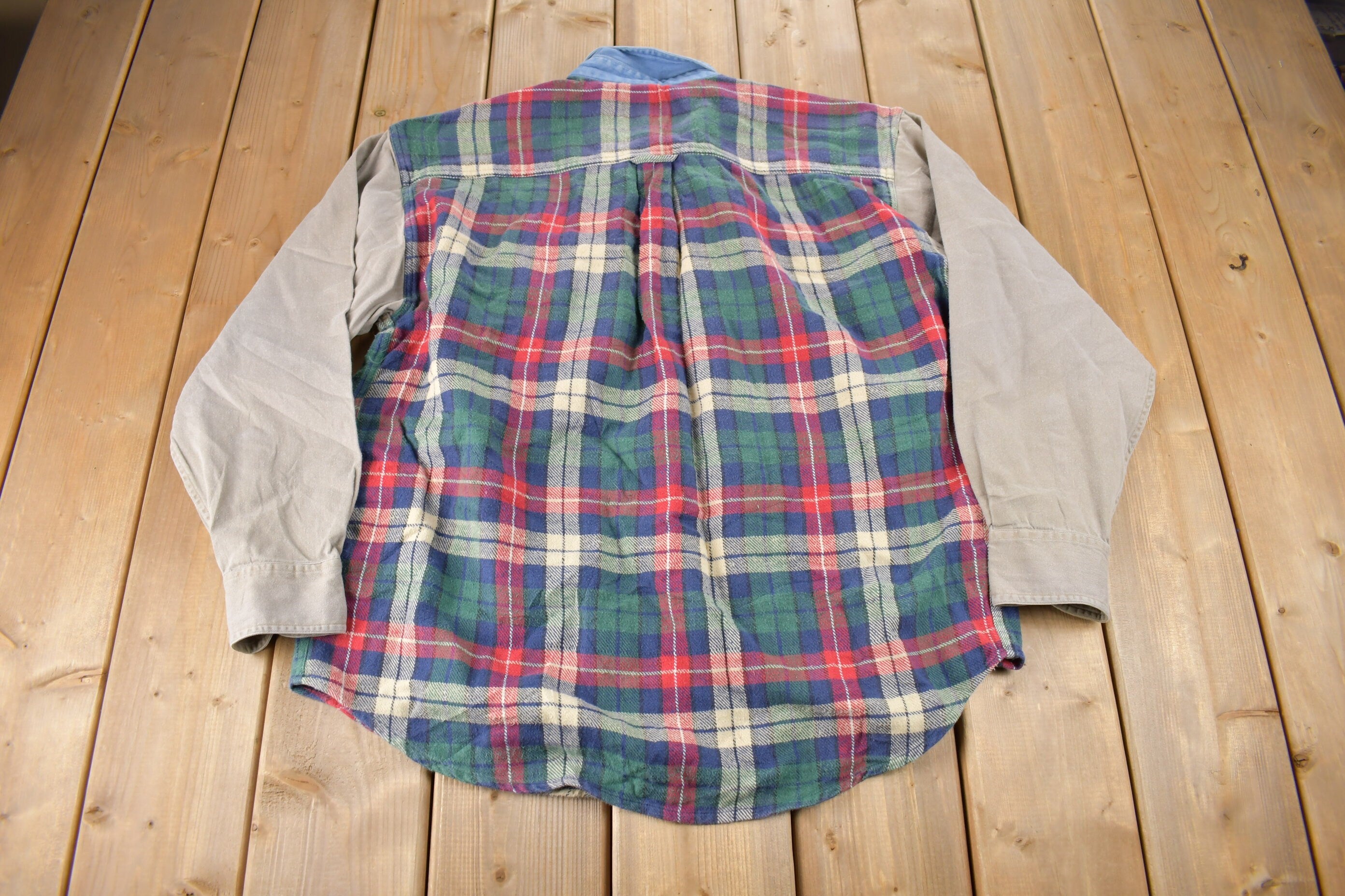 Vintage 1990s Crest Clothing SFS Plaid Body Button Up Flannel Shirt Size L