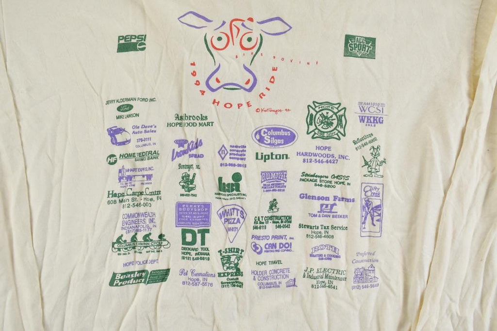 Vintage 1994 GHope Ride Biking Cow Souvenir Long Sleeve T-Shirt