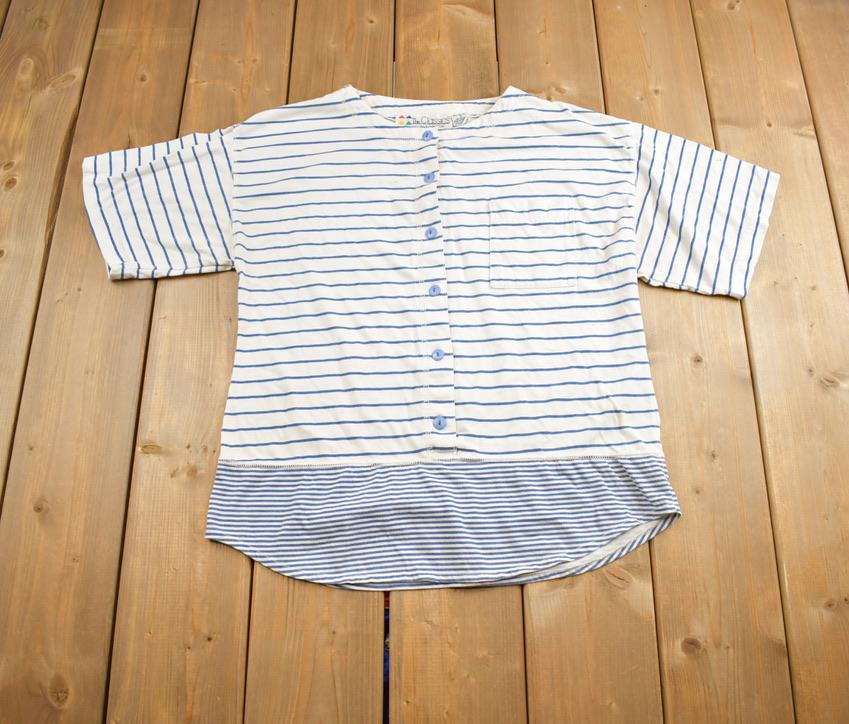 Vintage 1990s The Classics Striped Blank Button Up Baseball Shirt