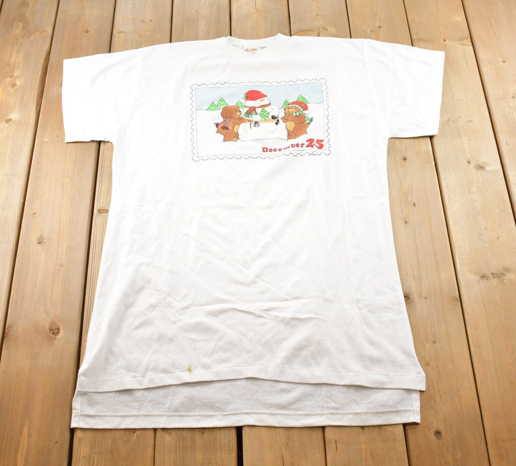 Vintage 1990 Cute Christmas Snowman Graphic T Shirt