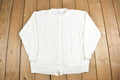 Vintage 1980s White Hand Knit Cardigan Sweater