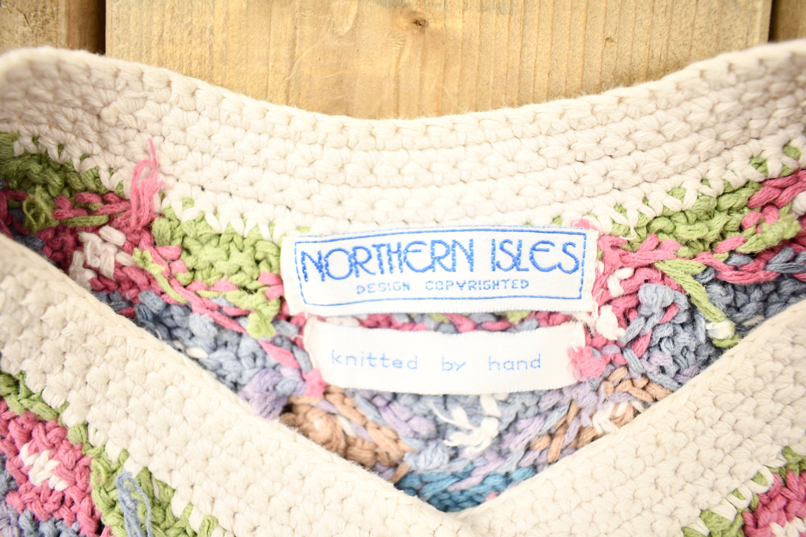 Vintage 1980s Northern Isles Hand Knit 3D Cable Knit Cardigan Sweater