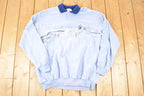 Vintage 1990s Artisans Winter Theme AOP Collared Quarter Button Crewneck Sweatshirt Men's XL