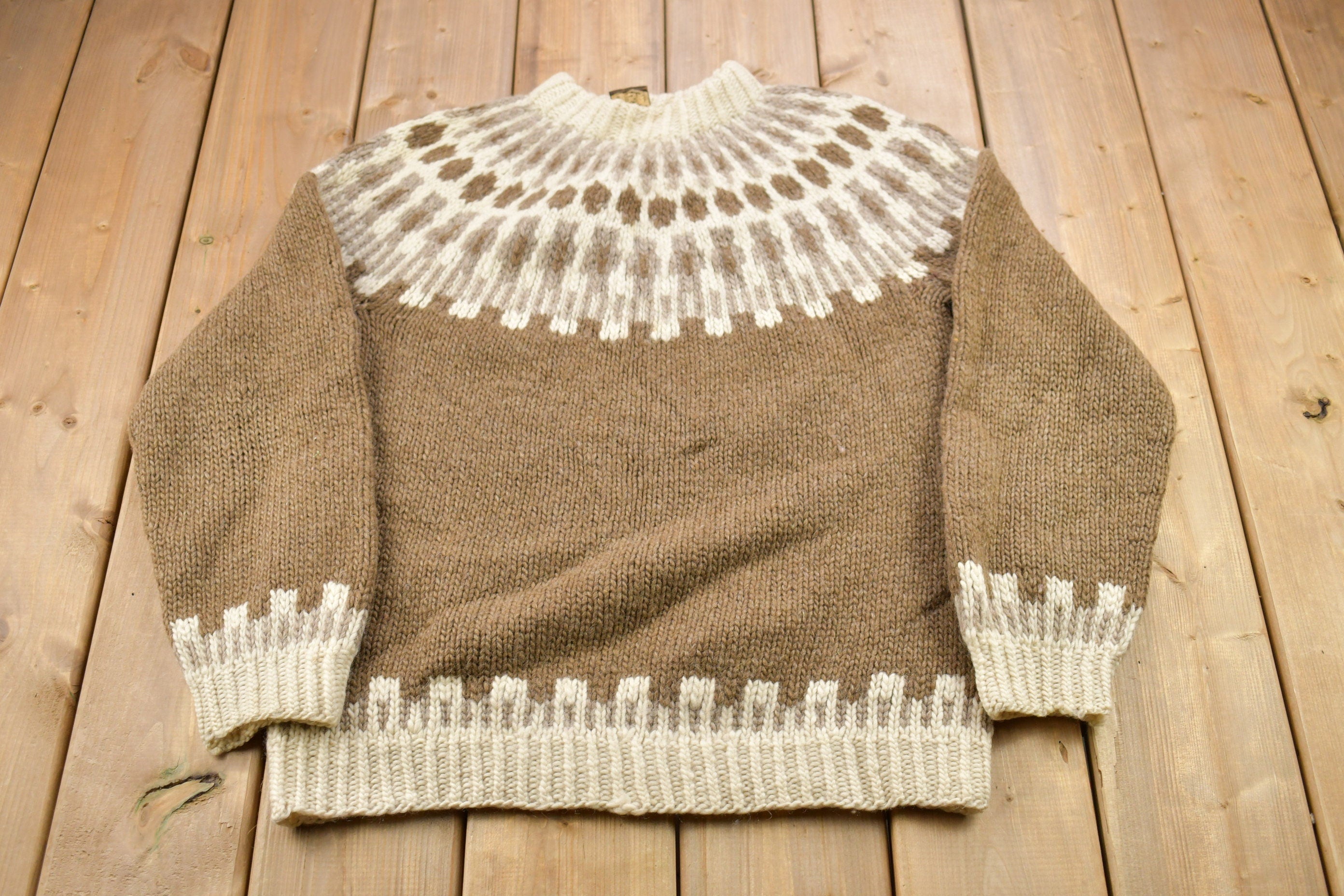 Vintage 1970s Nordic Graphic Knit Sweater Apres Ski