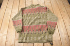 Vintage 1990s Impact All Over Print Quarter Zip Fleece Sweater Size Medium