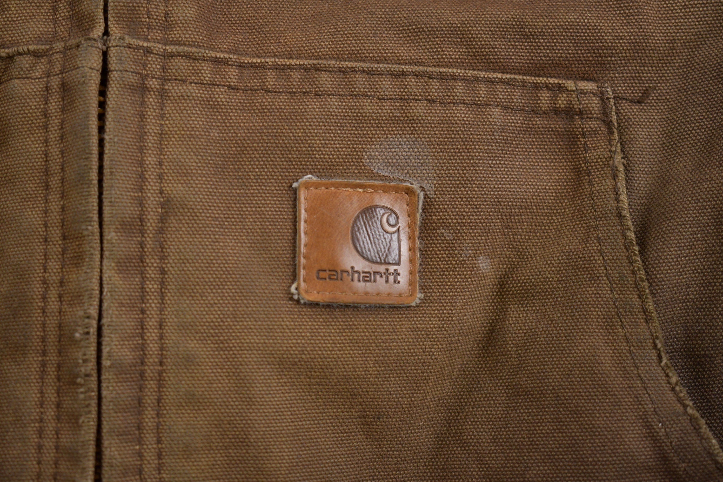 Vintage 1990s Carhartt Sun Faded Hooded Work Jacket