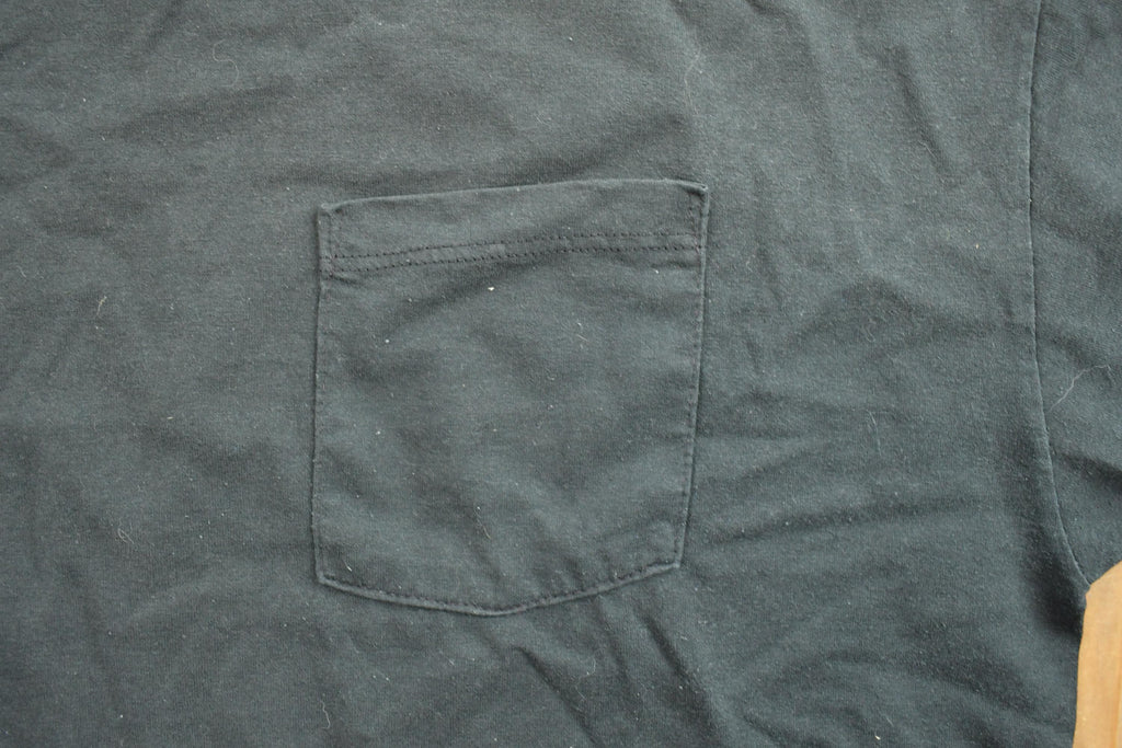 Vintage 1990s Jerzeez Black Blank Chest Pocket T-Shirt