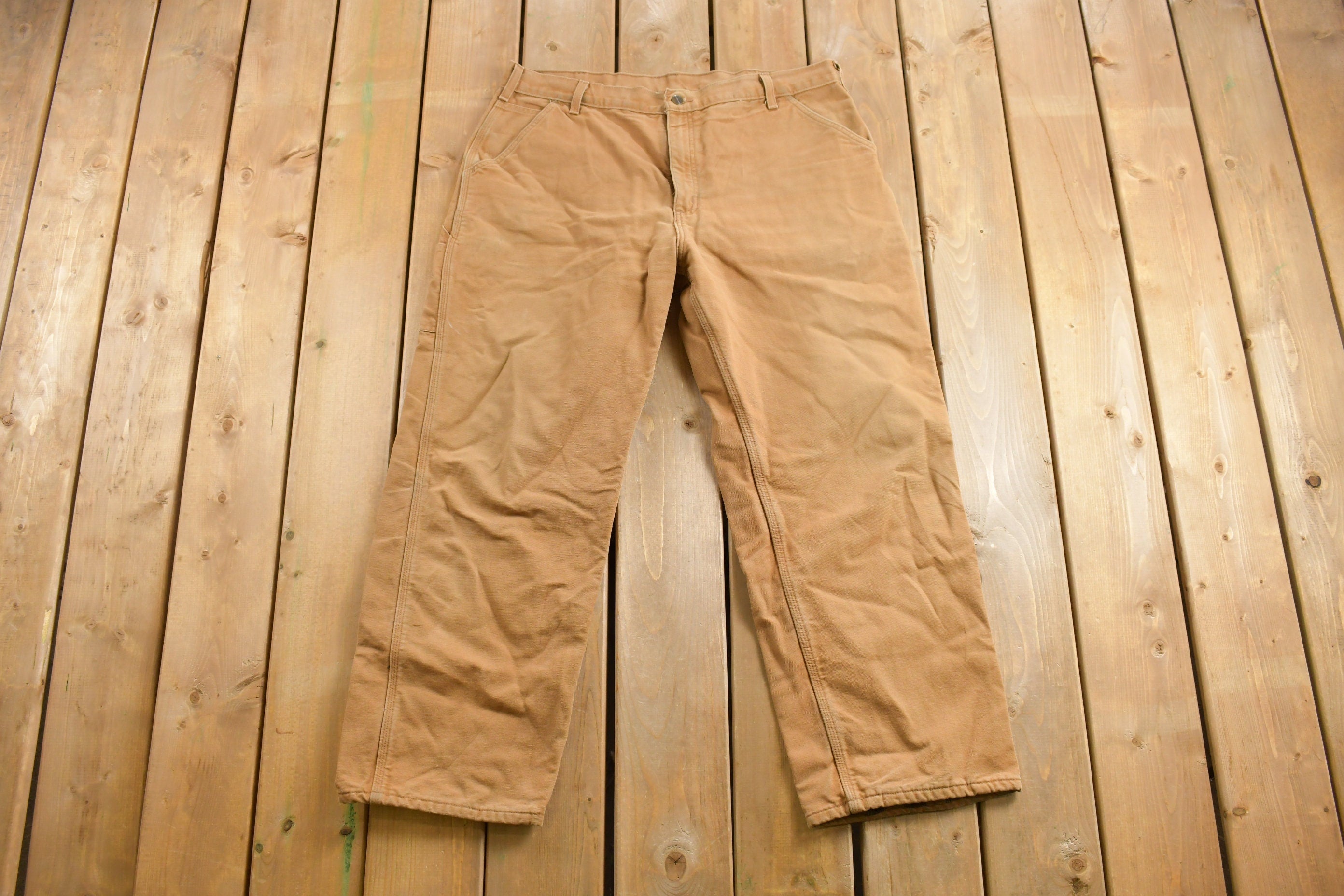 Vintage 1990s Carhartt Dungaree Fit Blanket Lined Work Pants Size 38 x 29