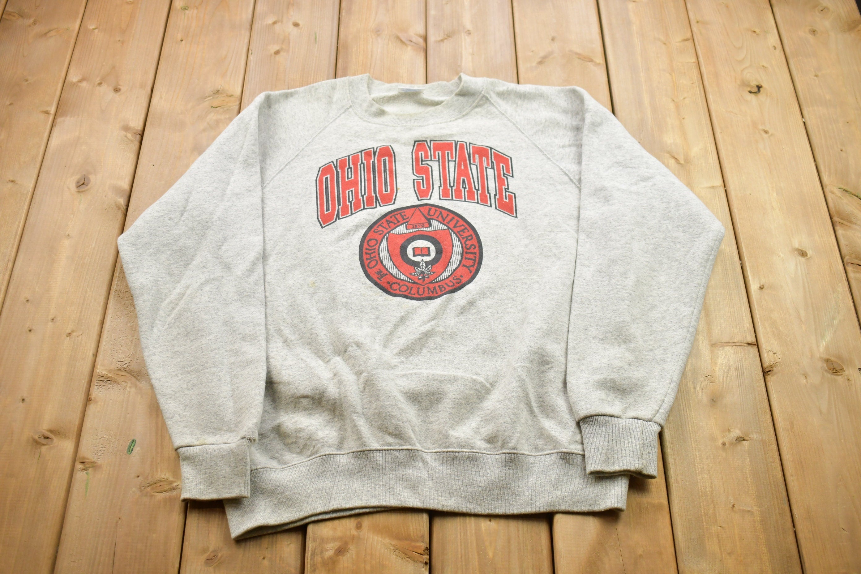 Vintage 1990s University Of Ohio State Collegiate Crewneck  Embroidered  NCAA Sweatshirt  Sportswear  Americana  Made In USA