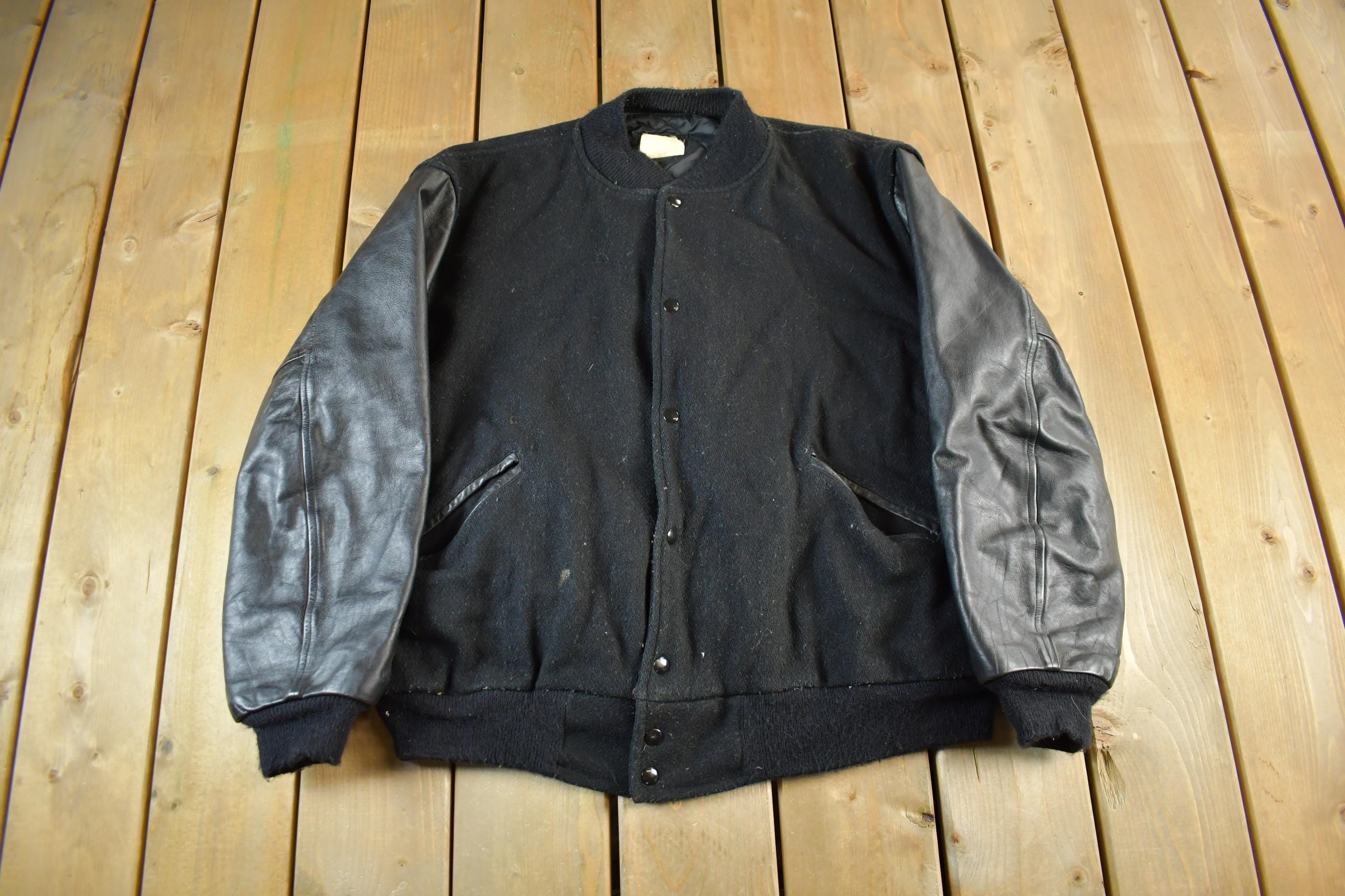 Vintage 1980 Butwin Wool Leather Varsity Jacket Men's XL