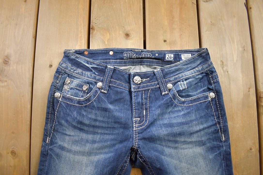 Vintage Y2K Miss Me Bedazzled Low Rise Jeans Size 26x31