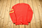 Vintage 1960s Collegiate Cardigan Knit Sweater  Hewlett Sporting Goods  Vintage Cardigan  Button Up  Patchwork  Made In Canada