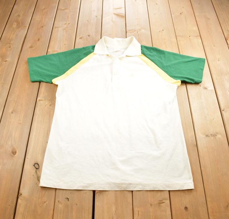 Vintage 1980s Jantzen Embroidered Color Block Button Up Shirt Made In USA