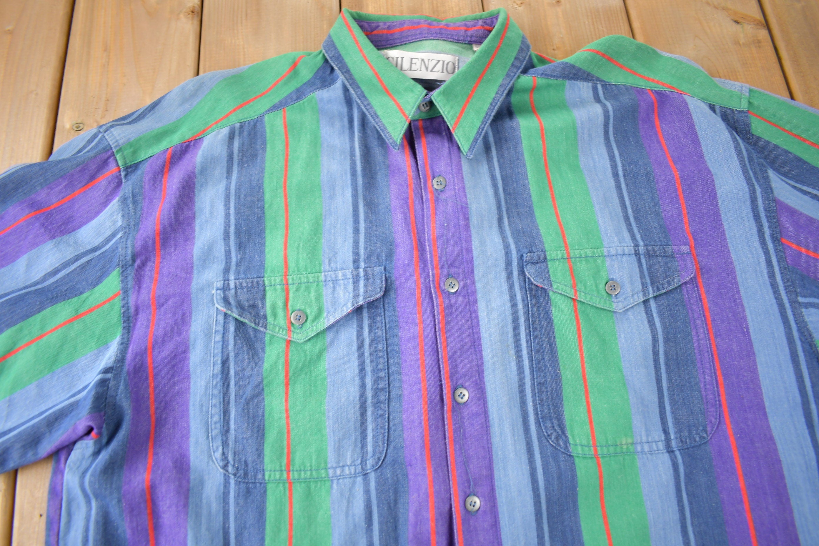 Vintage 1990s Silenzio Button Up Striped Shirt