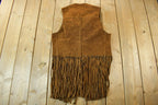 Vintage 1960s Genuine Leather Western Fringe Vest Jacket