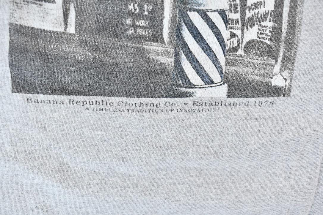 Vintage 1990s Banana Republic Clothing Co. Single Stitch Graphic Barber Shop T-Shirt