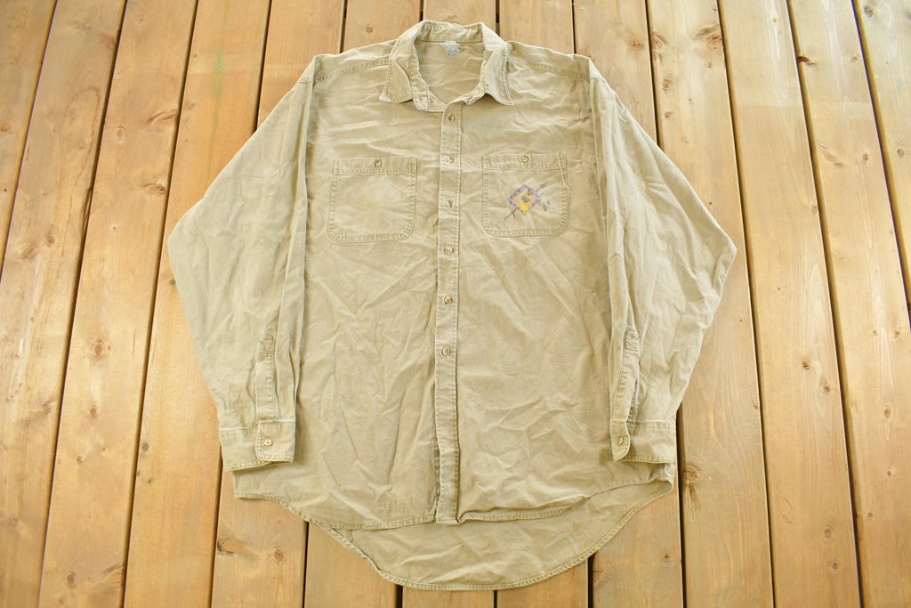 Vintage 1990s Native Art Graphic Western Style Button Up Shirt Men's 2XL