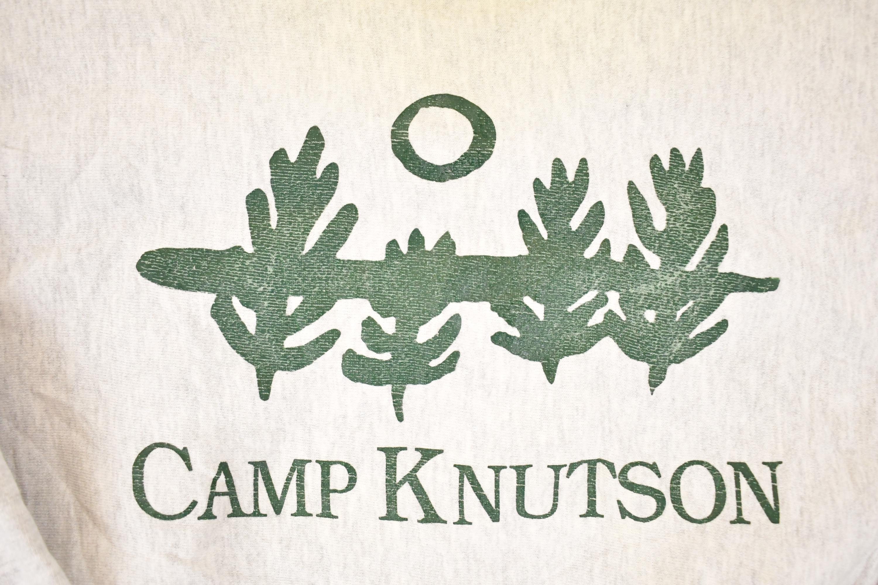 Vintage 1990s Camp Knutson Cross Grain Graphic Print Crewneck Sweatshirt Mens L