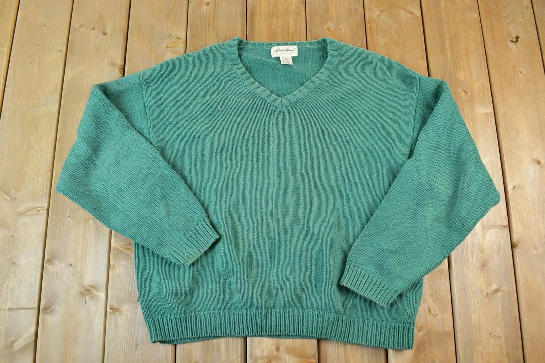 Vintage 1990s Eddie Bauer Knit V Neck Sweater