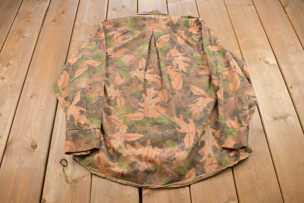 Vintage 1980s Kelly Kamo Tru Leaf Camo Button Up Shirt