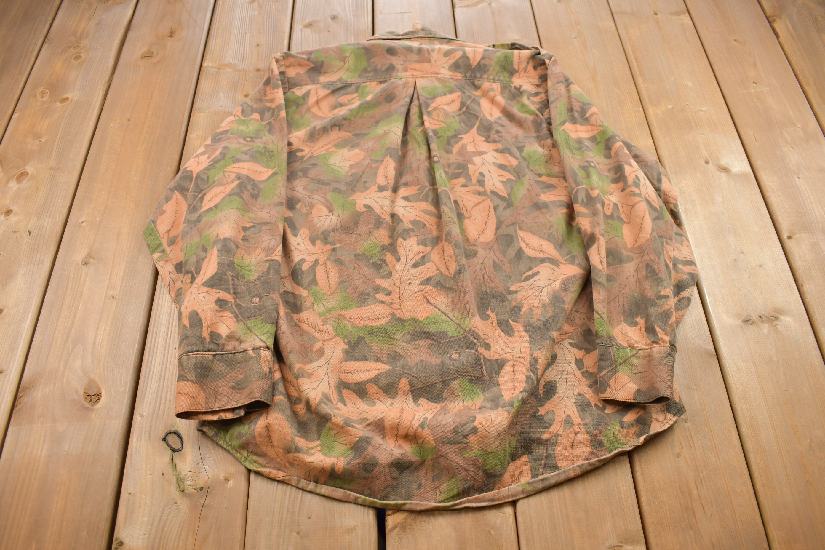 Vintage 1980s Kelly Kamo Tru Leaf Camo Button Up Shirt