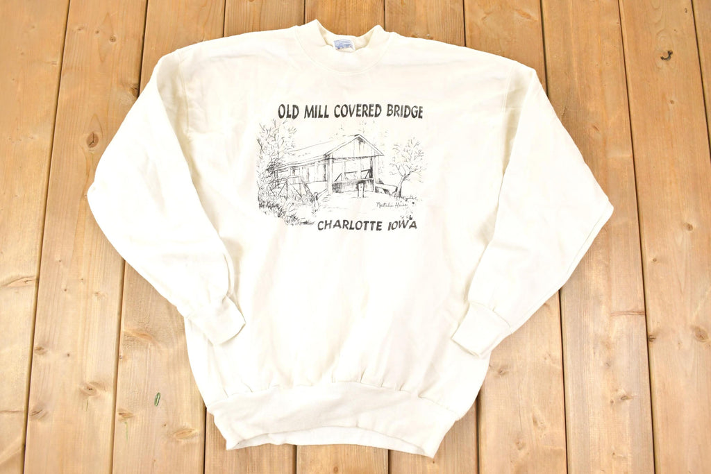 Vintage 1990s Old Mill Covered Bridge Crewneck Sweatshirt Men's M