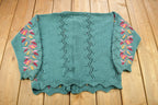 Vintage 1990s Willow Ridge Floral Theme Knitted Cardigan Sweater