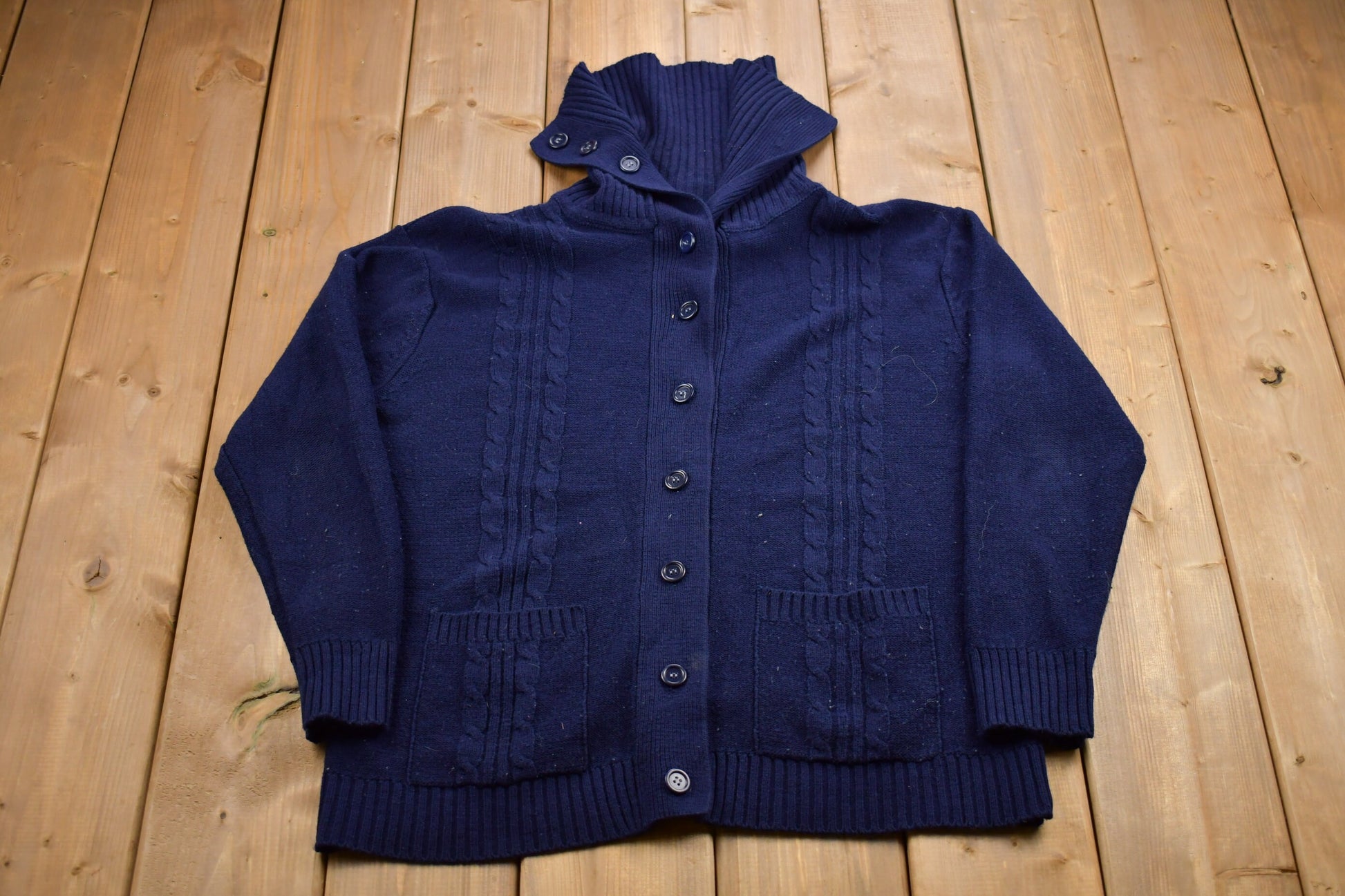 Vintage 1980s Mister Noah Knitted Sweater / Vintage 80s Cardigan / Pattern Sweater / Outdoor / Hand Knit / Vintage Cardigan Sweatshirt