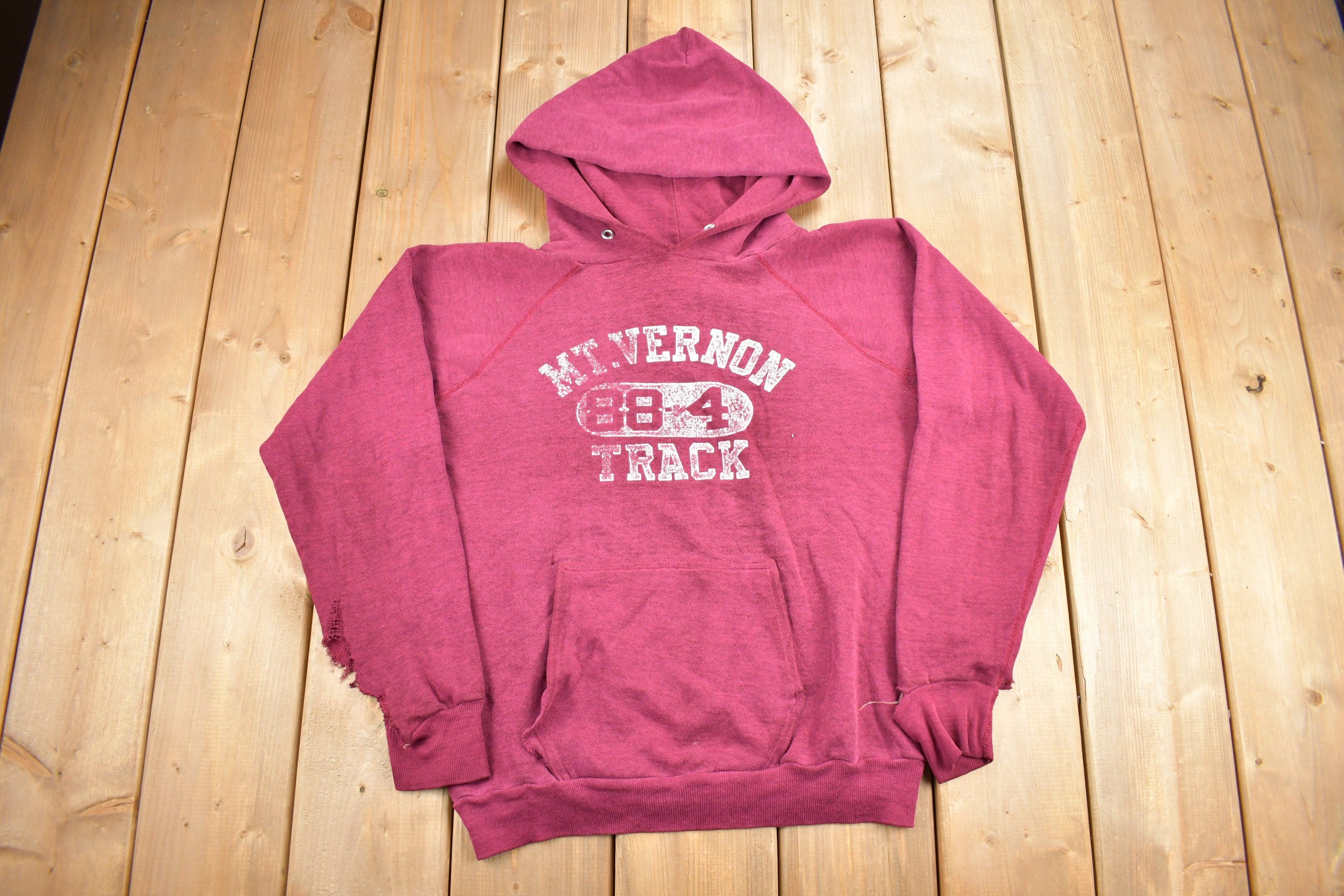 Vintage 1980s Mt Vernon Track Graphic Hoodie
