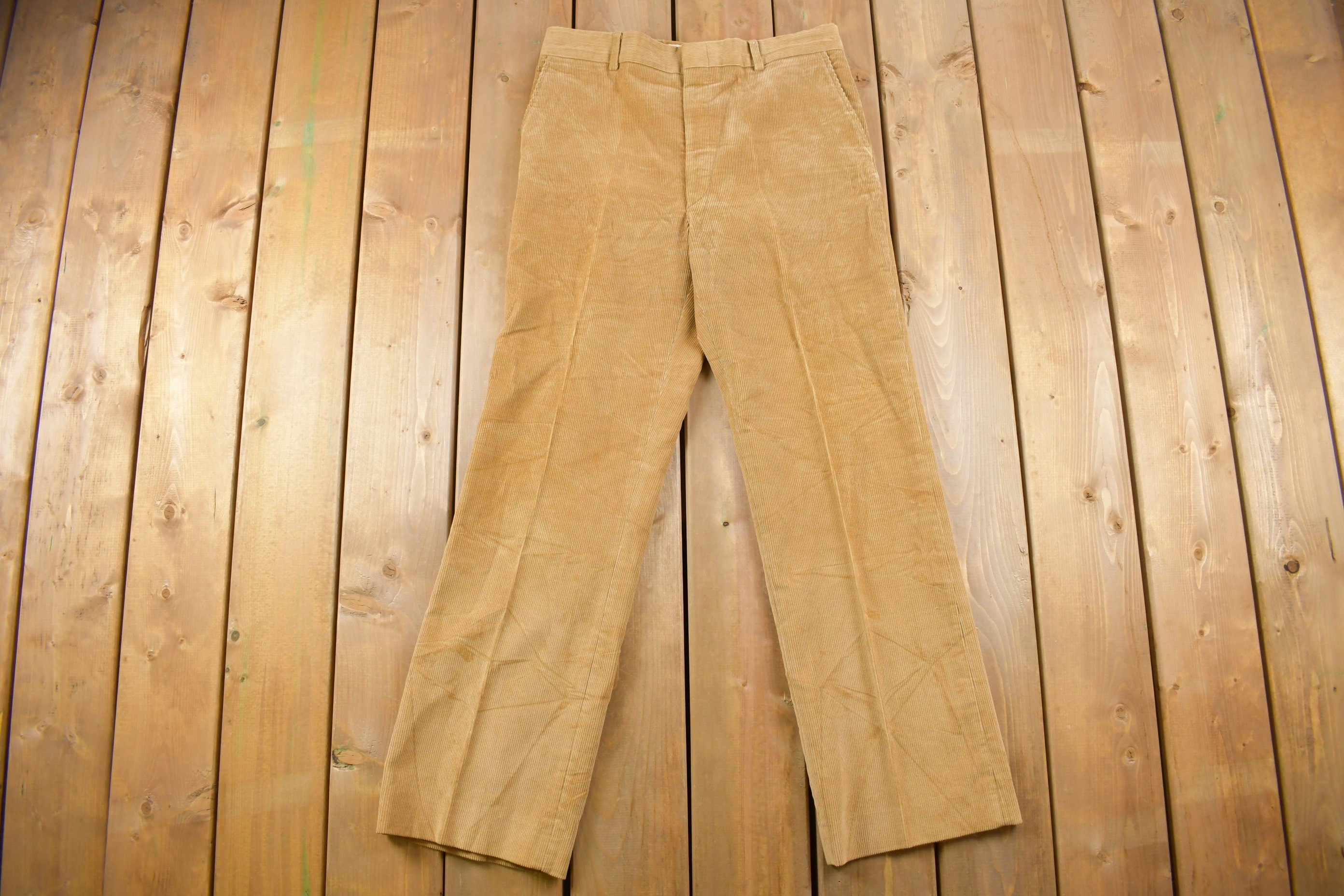Vintage 1970s Sears Corduroy Flared Trousers Size 32 x 31