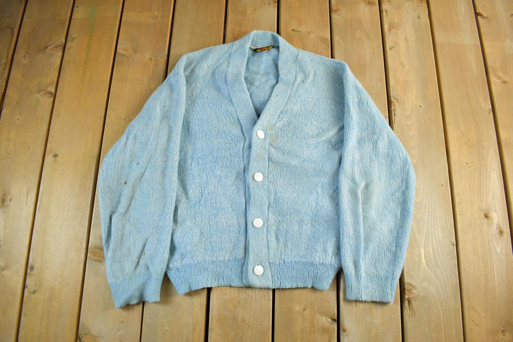 Vintage 1960s 1970s Aristo Fuzzy Knit Cardigan Sweater Women's Medium