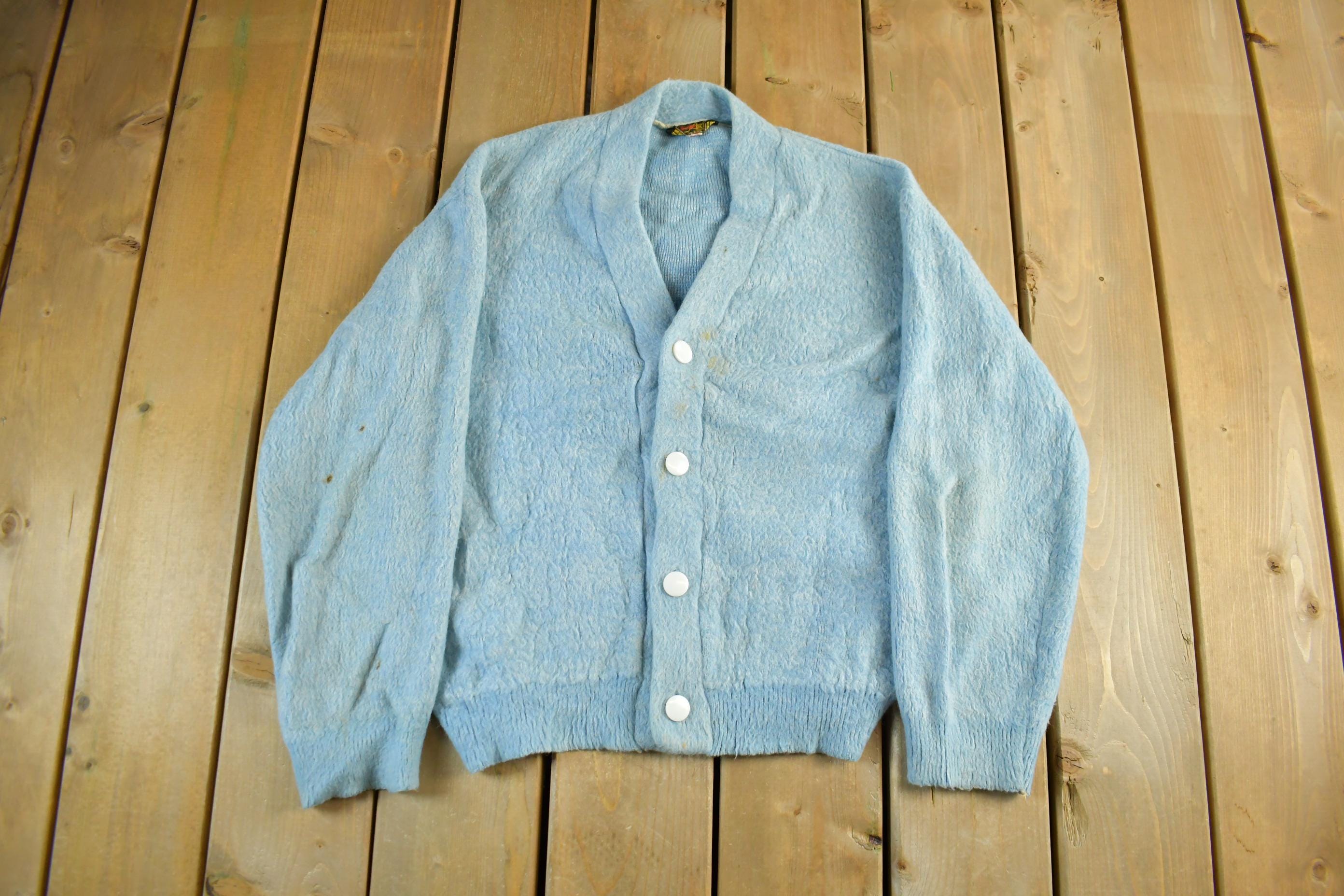 Vintage 1960s 1970s Aristo Fuzzy Knit Cardigan Sweater Women's Medium