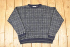 Vintage 1990s Natural Issue Plaid Knit Crewneck Sweater Men's L