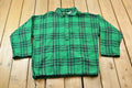 Vintage 1980s LL Bean Green Buffalo Plaid Wool Button Up Shirt