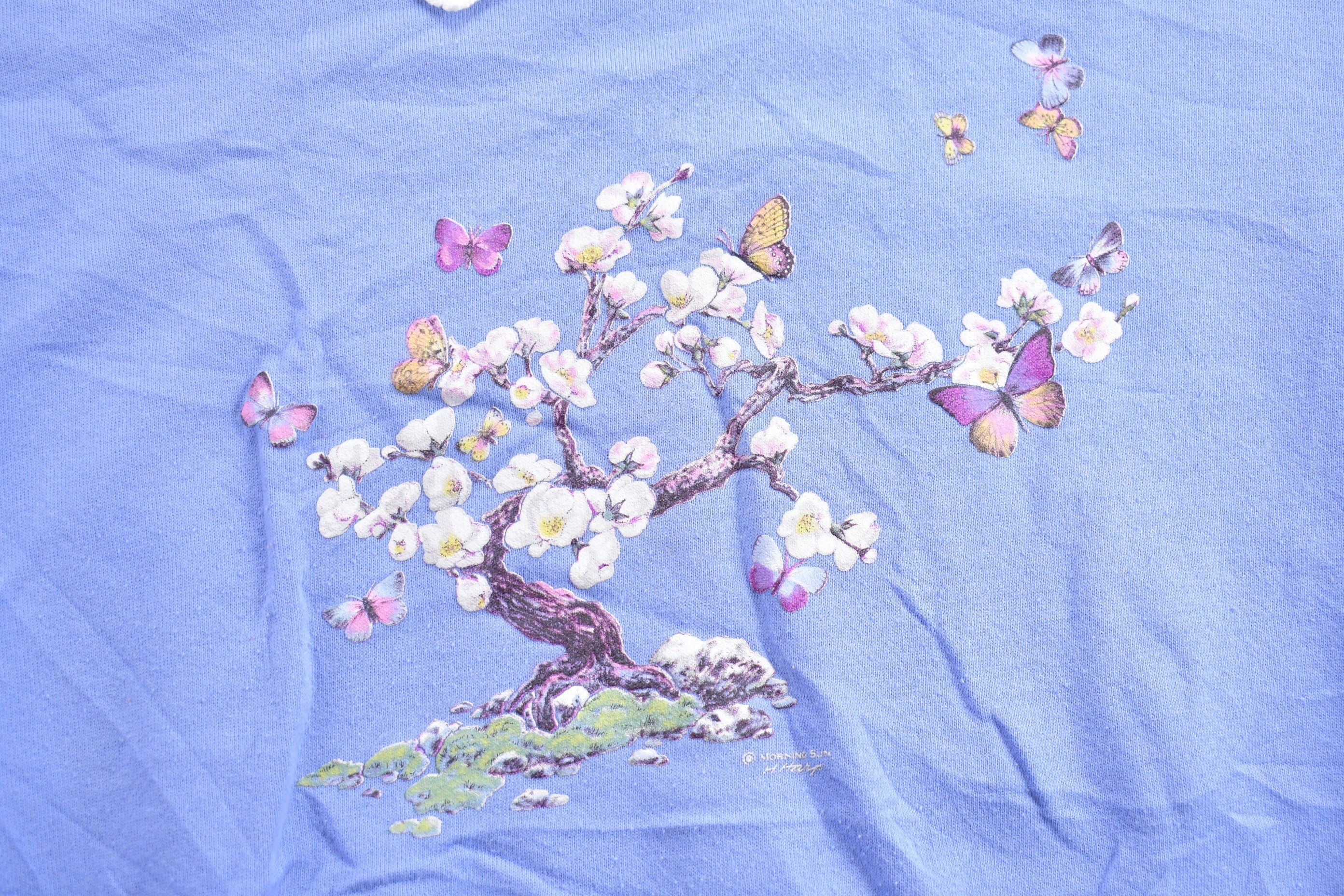 Vintage 1990s Morning Sun Butterfly Theme Collared Sweater