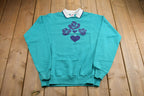 Vintage 1987 Heart Embroidered Patchwork Collared Sweatshirt