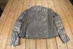 Vintage 1980s Sears Grey Leather Café Racer Jacket