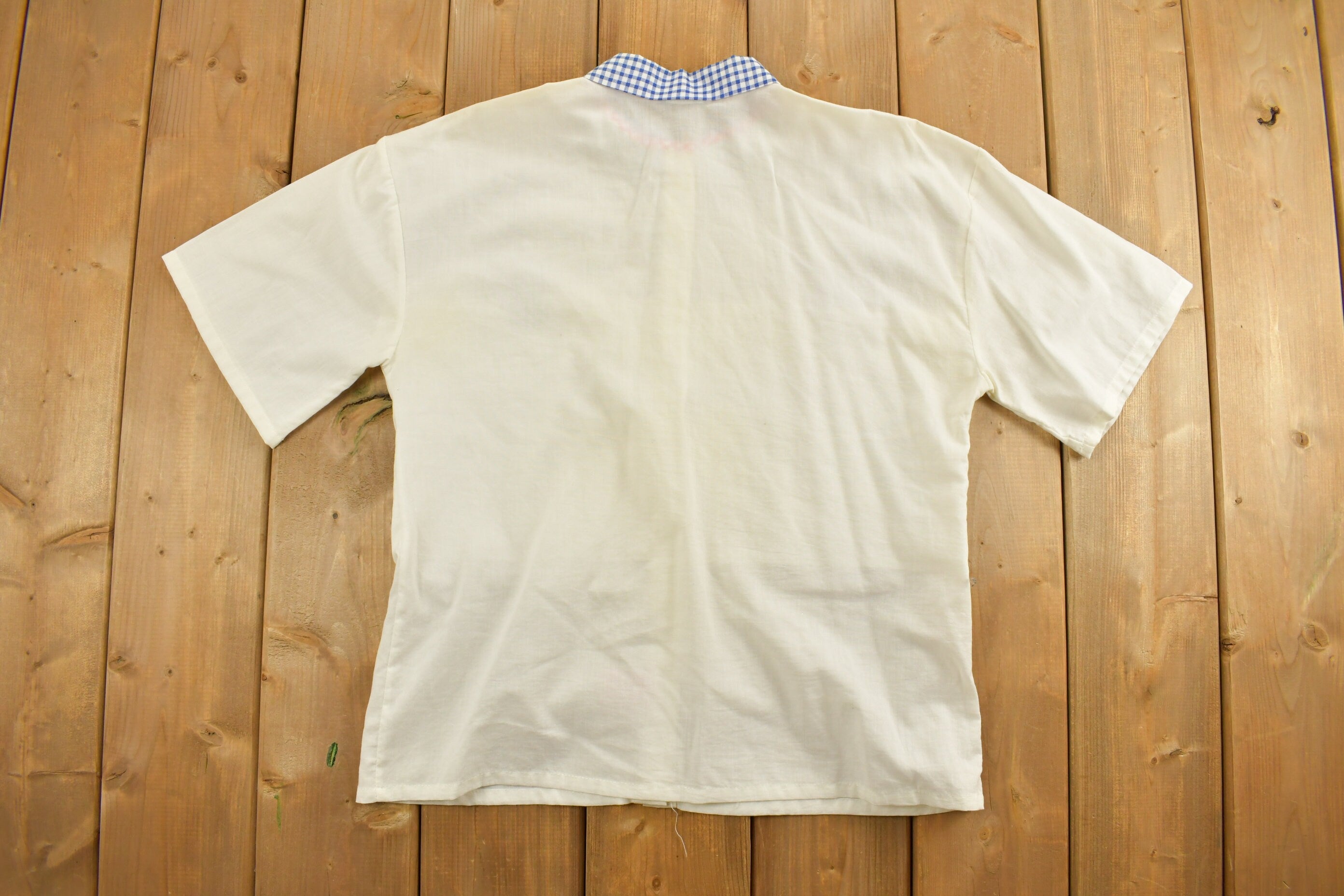 Vintage 1990s Womens Checkered Collar Button Up Shirt